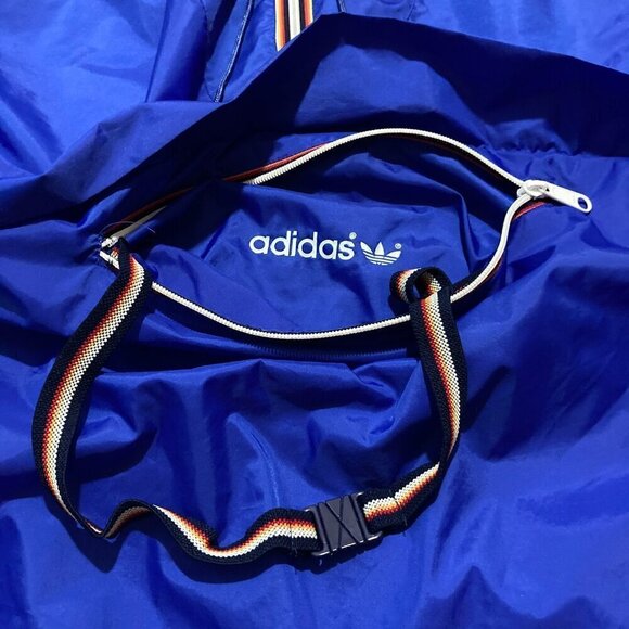 Vintage 80s Adidas Originals Windbreaker Lightweight Hooded Packable Mens Large - Picture 6 of 13